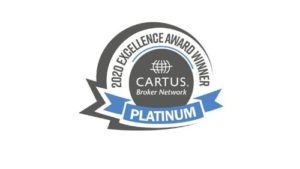 graphic for CARTUS broker network platinum award typed out