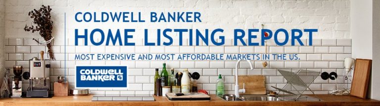 Counter with text over top saying "coldwell banker home listing report"