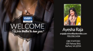 welcome graphic for ayesha Raja