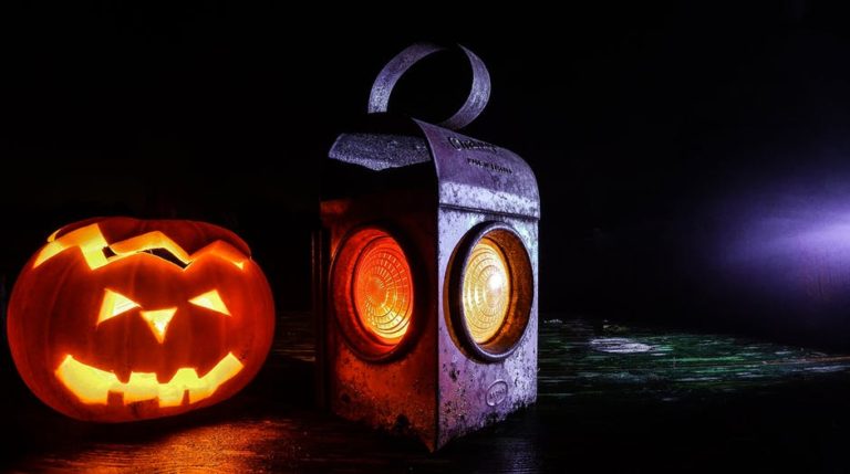 Jack o lantern and a lantern