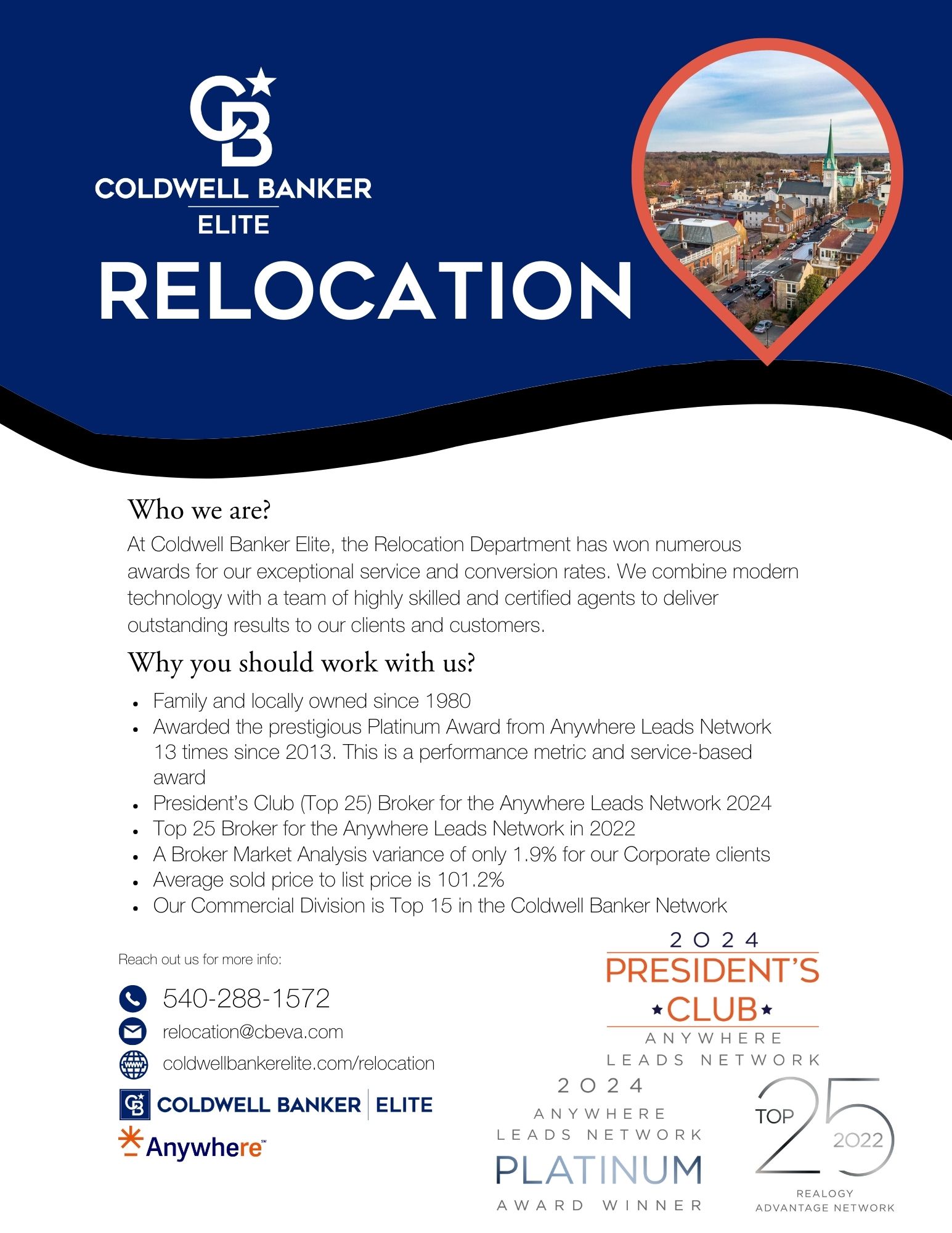 Relocation Team Accolades and Areas of Coverage