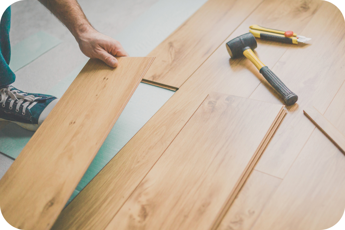 Close-up of new hardwood floor installation in a King George home, a key renovation covered by the CBE Show Ready program.